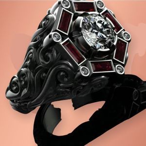 STUNNING MEN’S TITANIUM GARNET WEDDING SIGNET RING SIZES 10-12
